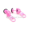 Pink Neon Anodized Zipper Design Fake Plugs Earrings Body Piercing Factory